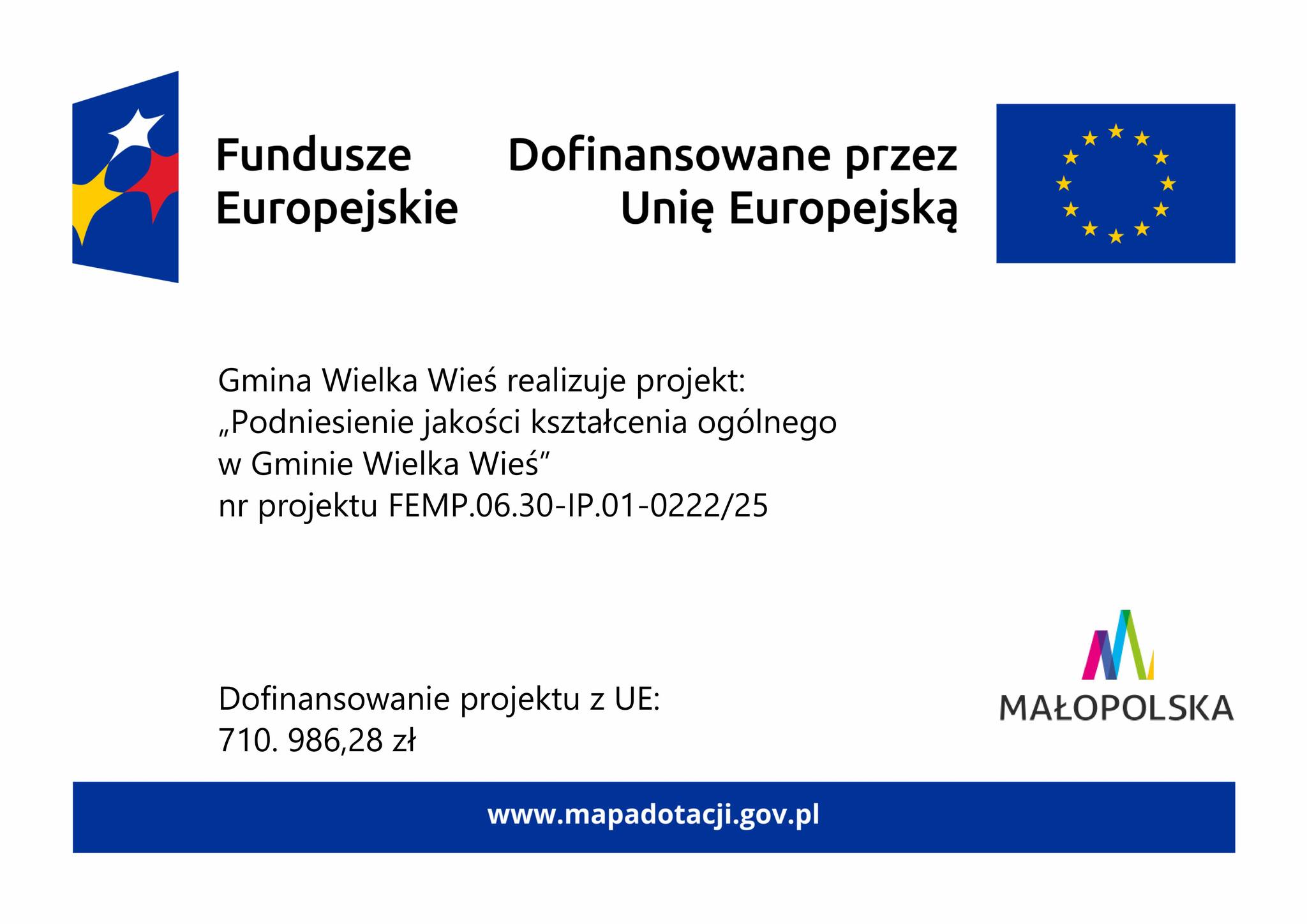 Projekt gminny „Podniesienie jakości kształcenia ogólnego w Gminie Wielka Wieś” właśnie trwa
